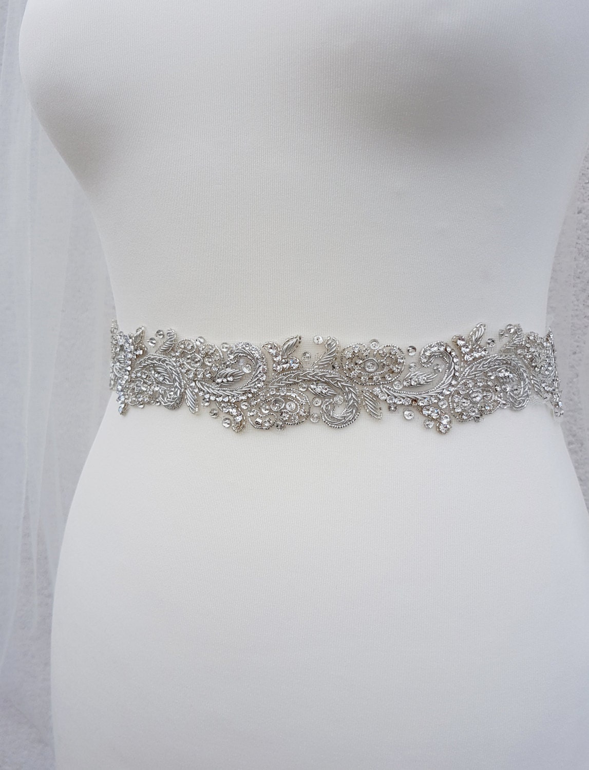 Luxury bridal belt silver wedding belt by MagnificenceBridal