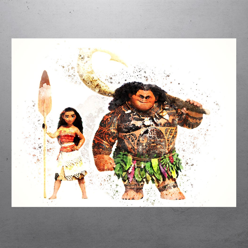 Moana &amp; Maui Walt Disney Princess Poster Kids Art Print Kids