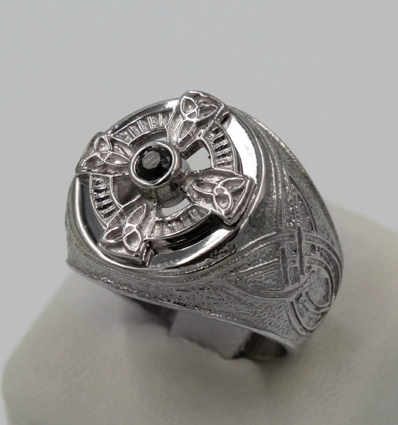 Mens Celtic Cross Ring Sterling Silver and by PlatinumClassics