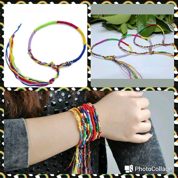 Items similar to Woven silk string bracelets, set of 5 on Etsy