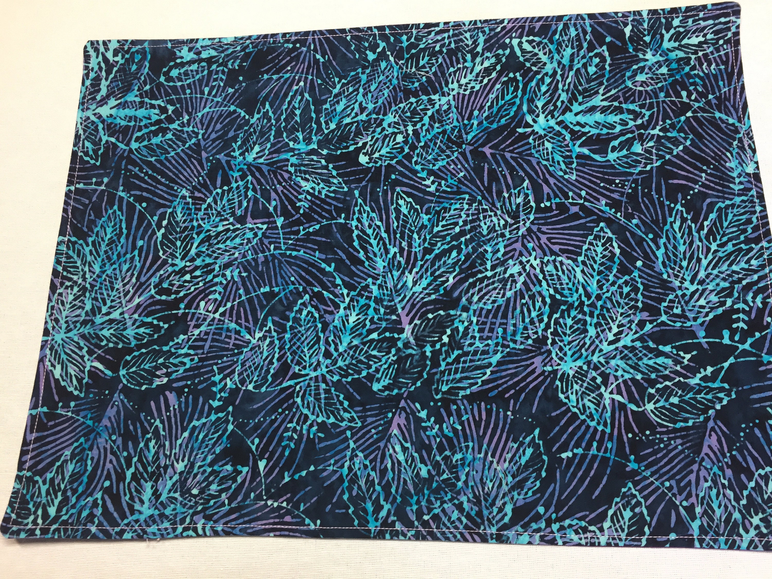 Dark Blue Placemats Leaf Print Reversible Placemat