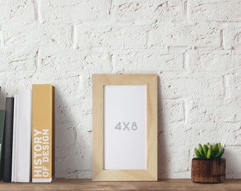 4x8 Picture Frame, Natural Wood frame, Art frames, Craft frame, Clean Modern Decor, Panoramic Photo Frame, Table Top frames, Home decor