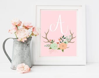 Hunting Nursery Decor, Woodland printables, Boho Nursery Art, Personalised Name Print, Initial Print, Tribal Nursery Print, Woodland Nursery