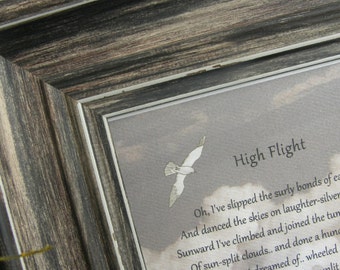 HIGH FLIGHT framed verse, framed quote, WWII pilot, John Gillespie Magee, love of flight, pilot gift, veteran gift, sympathy, grieving gift