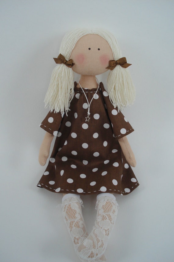 Soft Baby Doll In Polka Dot Dress Fabric Doll By Irinajourba