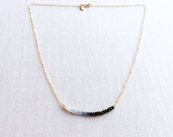 Ombre Sapphire Necklace - Ombre Necklace - Sapphire Necklace - September Birthstone Necklace - Ombre Sapphire - Gemstone Bar Necklace Gold