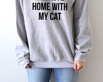 Namaste Home With My Cat Sweatshirt Unisex for women fashion teen girls womens gifts ladies sarcastic saying humor cats animal bed jumper