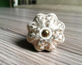 Ceramic Dresser Knob Drawer Knob Pull White Gold Silver Bronze Unique Cabinet Handle Knob Pull Porcelain Cupboard Knob Furniture Hardware
