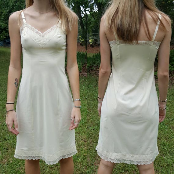 Vintage Shadow Line Slip Nightgown Lace Lingerie Night Gown