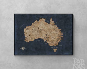 Fantasy Map of Australia, Art gift Australia, Australia map print, Australia Map Art, Australia Art Poster, Australia wall map