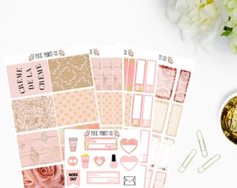 Blush Creme De La Creme Sticker Kit, Planner Stickers, for use with Erin Condren Planner, Mambi, Happy Planner, Stickers