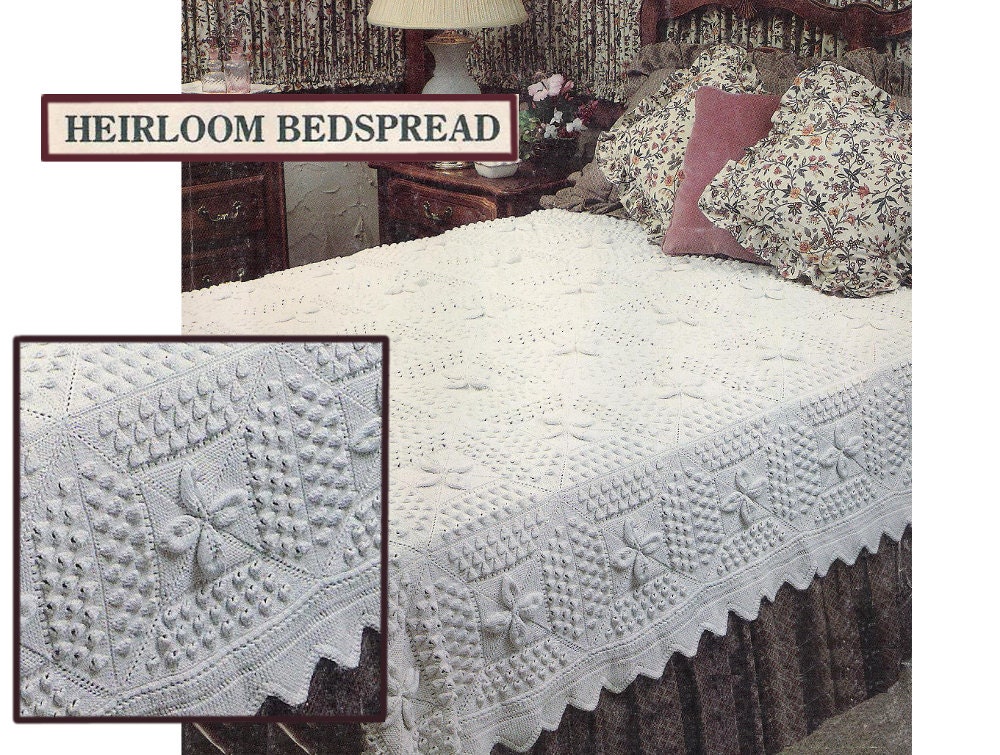 PDF of vintage knitted bedspread pattern Heirloom