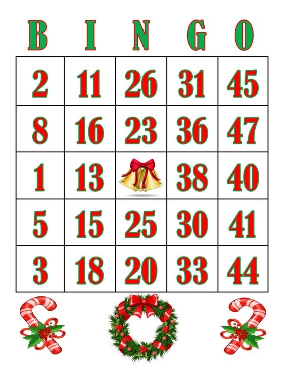 Christmas Themed Bingo Cards Set of 30 cards