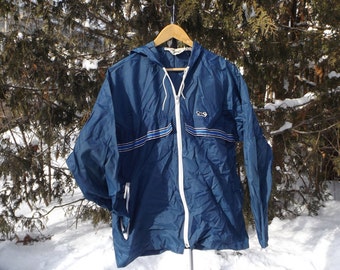 90s windbreaker pullover Fox Patch Stripe Two Tone Fox Brand Vintage Windbreaker 80s Windbreaker Zip Up Size Medium