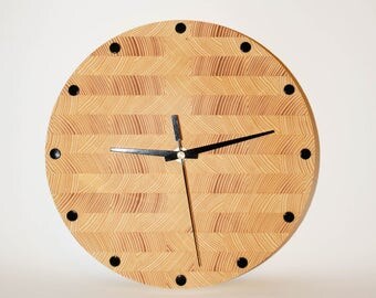 Wooden clock, endgrain clock, wall clock, modern clock, wooden gift, handmade clock