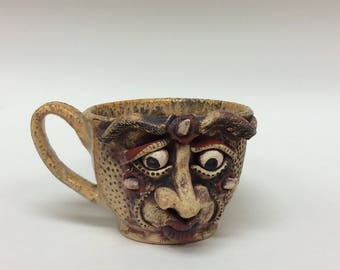 Face mug, ceramic face mug, ceramic monster cup, handbuilt coffee mug, coffee mug, tea cup, pottery, ceramic cup, handmade mug, ceramics