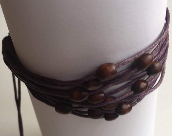 Adjustable Bracelet with Wooden Beads