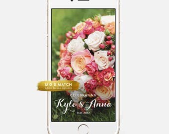 Classic & Clean Snapchat Wedding Geofilter Personalized Custom On-Demand Geo Filter Elegant Simple Romantic Customized Names