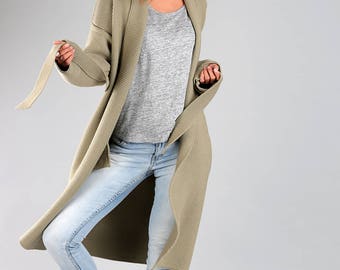 Cardigan elasticizzato Smerald USA Ruffle cravatta a cascata blu verde