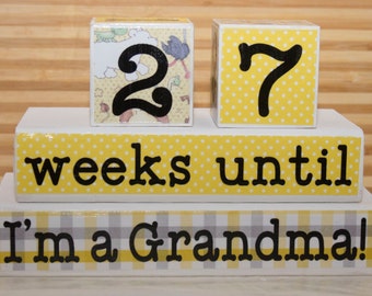 Grandma/Baby Countdown Blocks - personalize with your colors, saying, name