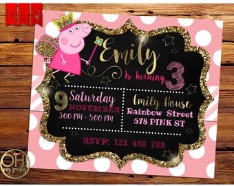 Peppa pig invitation, invitation peppa pig, fairy peppa pig, peppa pig party, peppa birthday, birthday peppa pig, peppa pig, peppa party