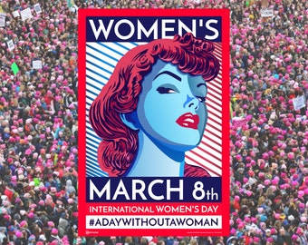 Women's March. Woman. International women's day. Poster. Wall art print. Gift. Girl Power. Revolution. Feminism. Feminist