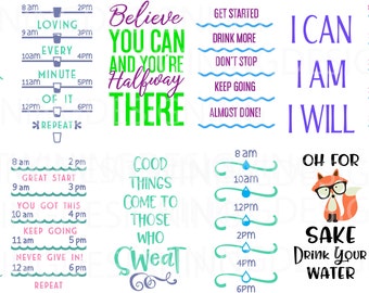 Water Tracker Bundle 3 | SVG | PNG | DXF zip files | digital file svg bundle | Fox water tracker | Hipster Fox svg | motivational svg
