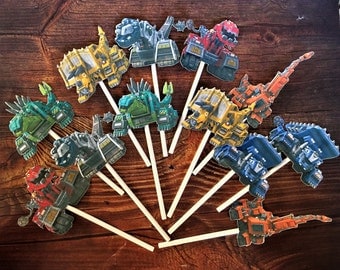 DINOTRUX Cupcake Toppers / Cake Toppers / Die Cuts / Birthday Party / Decorations / Cake Pops / Supplies / Decor / Fast Shipping