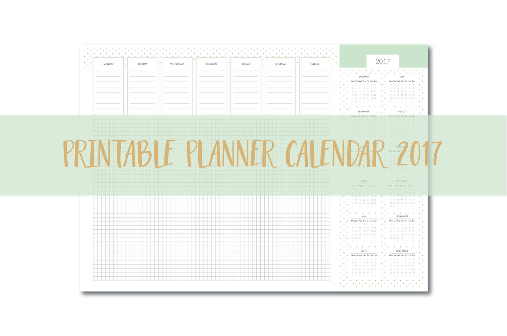 PRINTABLE desk planner A3 Desk pad weekly planner Monthly