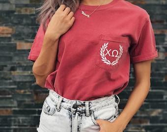 Chi Omega Comfort Colors Laurel ΧΩ Unisex Pocket T-shirt