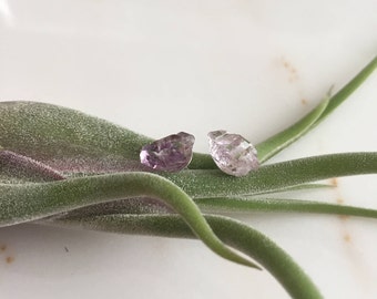 Amethyst Studs, amethyst earrings, stud earring, simple, minimalist, gypsy, bohemian, boho, gemstone, amethyst, quartz, raw gemstone