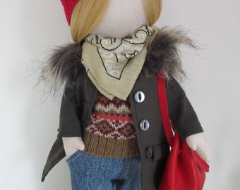 Handmade Doll, rag doll, decor doll, fabric doll