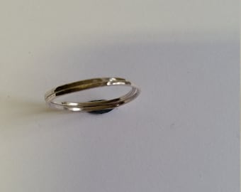 Two sterling silver stacking rings 1.2 mm, hammered