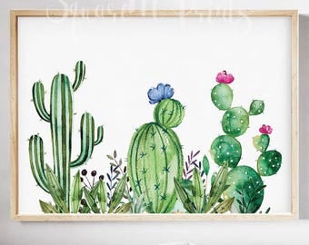 CACTUS Watercolor Print, Succulent Wall Art, Nopales Art, Mammillaria Cactus Watercolor Poster, Cactus Decor, Saguaro Cactus, Digital Print