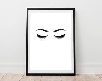 Eyelashes Print - Fashion Wall Art, Digital Print, Long Lashes Print, Vogue Print, Scandinavian Print, Modern Poster, Lash Printable
