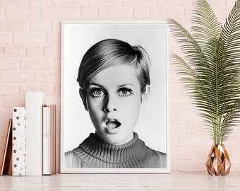 Twiggy Photo, Pop Art Print, Digital Print, Fashion Icon Photo, Twiggy Model Print, Beauty Print, Fashion Wall Art, Woman Print, Fashion 60'