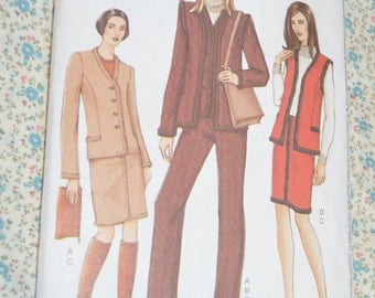 Vogue 7502 Misses / MissesPetite Jacket Vest Skirt and Pants Sewing Pattern - UNCUT - Size 14 16 18