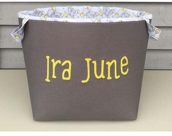 Personalized embroidered fabric storage baskets - customized baby shower gift