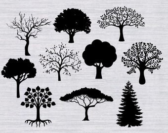 Trees SVG Bundle, tree svg, tree clipart, family tree svg, svg files for silhouette, cricut download, deer svg files, dxf, png, cut files