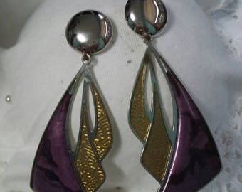 Berebi purple and gold drop pierced earrings