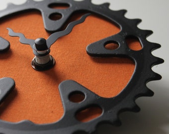 Bicycle Gear Clock - Burnt Orange | Bike Clock | Wall Clock | Recycled Bike Parts Clock