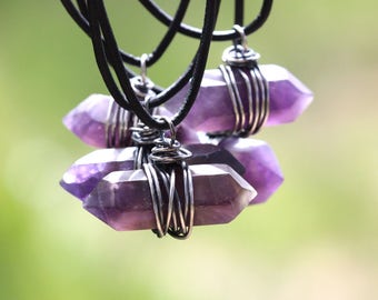 Raw Amethyst Necklace Amethyst Pendant Necklace Raw Crystal Necklace Healing Crystal and Stone Quartz Crystal Crystal Point Necklace