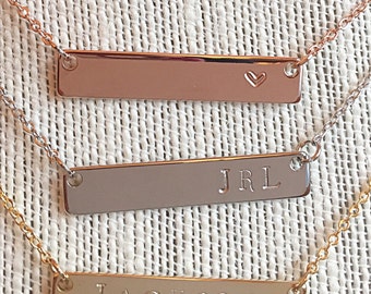 Personalized bar necklace. Bar necklace. Rose gold bar necklace. Hand Stamped Necklace. Name necklace. Custom bar necklace. Anniversary gift