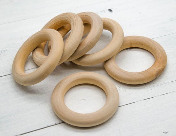 Wood Rings 10pcs 2 1/4 Inch Natural Wood Ring Craft Rings