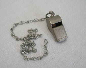 Vintage Boy Scout Whistle with Ring Chain & Hook