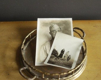 Vintage Brass Tray - Small Bambo Serving Tray or Plant Tray