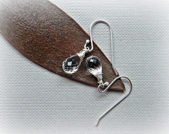 Aquamarine earrings, March birthstone, aquamarine silver earrings, petite earrings, white beryl sterling silver earrings, goshenite earrings