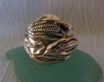 Corn Spoon Ring Antique Sterling Silver Size 9