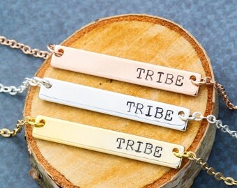 SALE • Bride Tribe Bridesmaid Gift Girlfriend Necklace • Silver Bar Necklace Bridesmaid Jewelry Bar Custom Name • Gift Wedding Party Jewelry