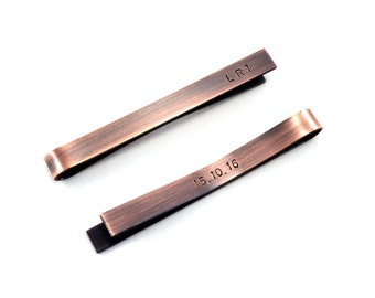 Personalised Tie Bar, Tie Clip, Tie Tack, Groomsmens Gift, Men's Accessories Gift, Copper
